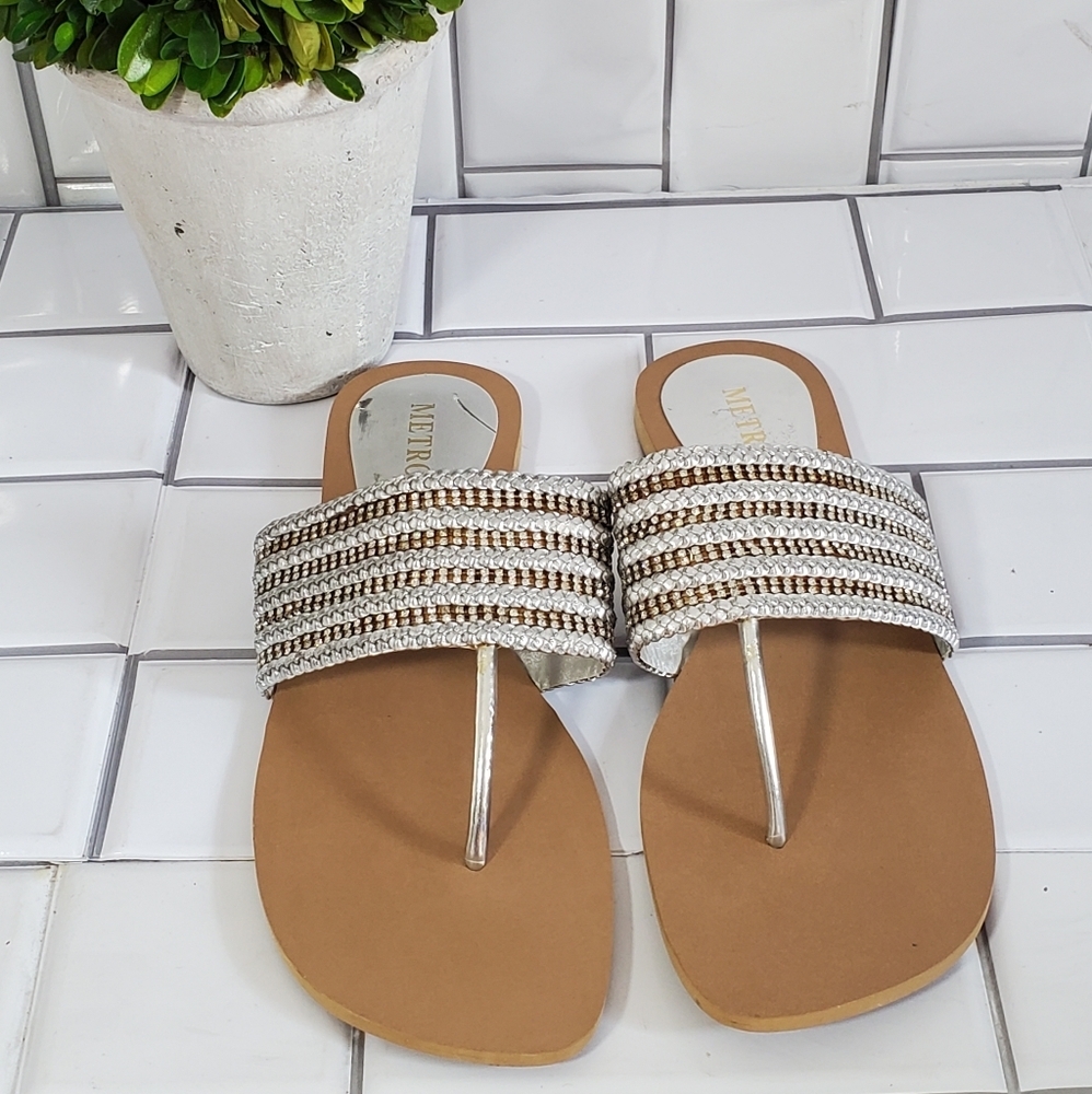 METRO  Women’s Slides/Flip Flops with Braided/Rhin